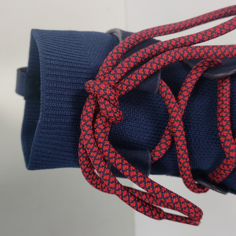 FITFLOP GLACE KNIT LEATHER MIDNIGHT NAVY RED LACE UP ANKLE BOOTS WOMEN'S 10 - Picture 9 of 15